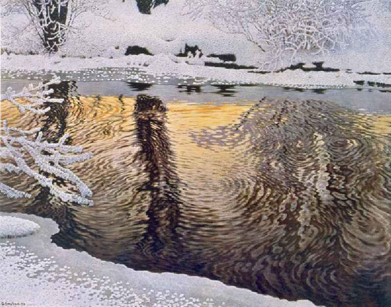 Frost, 1923 (colour litho) od Gustaf Edolf Fjaestad