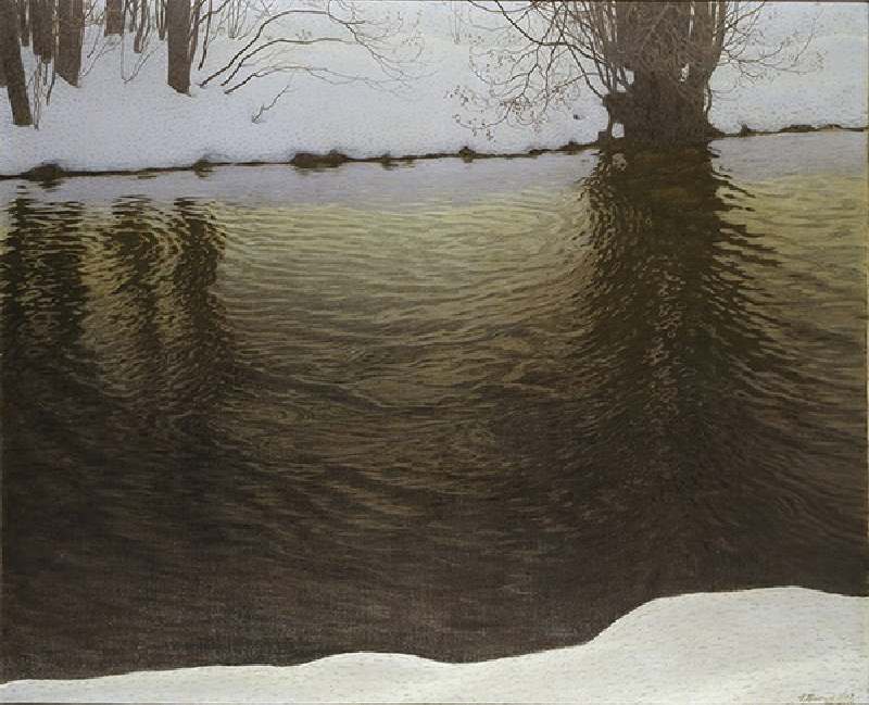 Winter Evening by a River od Gustaf Edolf Fjaestad