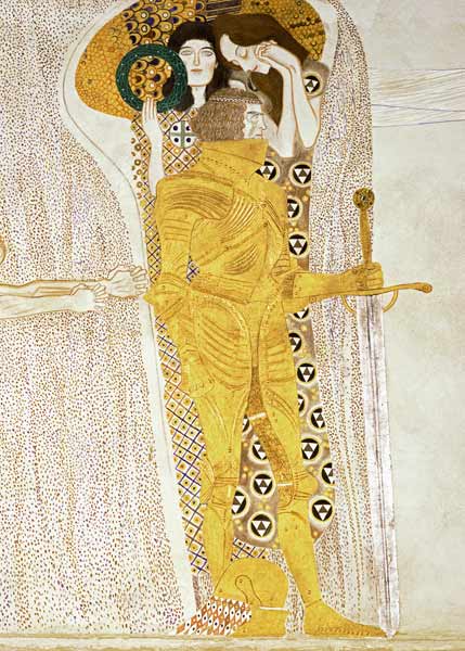 The Knight detail of the Beethoven Frieze, said to be a portrait of Gustav Mahler (1860-1911) od Gustav Klimt