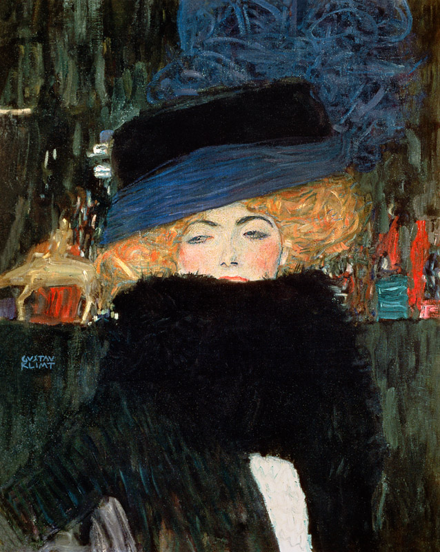 Dáma s kloboukem a boa od Gustav Klimt