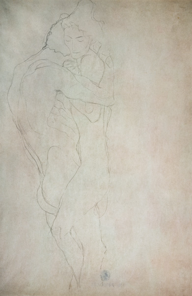 Liebespaar nach rechts liegend od Gustav Klimt