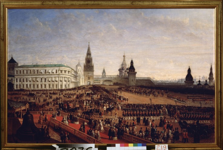 Military parade during the Coronation of the Emperor Alexander II in the Moscow Kremlin on 18th Febr od Gustav Schwarz