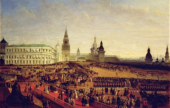Military parade during the Coronation of Alexander II in the Moscow Kremlin on the 18th February 185 od Gustav Schwarz