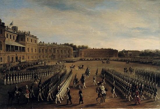 Parade at the time of Emperor Paul I (1754-1801) 1847 od Gustav Schwarz