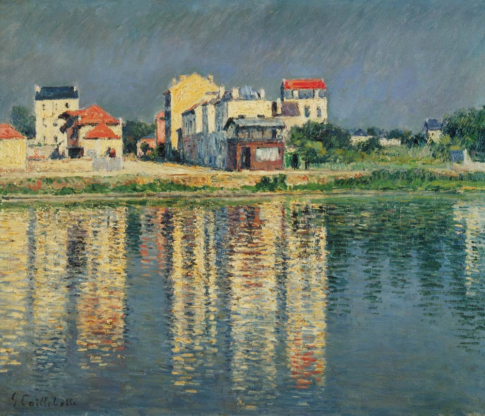 Houses are mirrored in the water of his at Argenteuil od Gustave Caillebotte