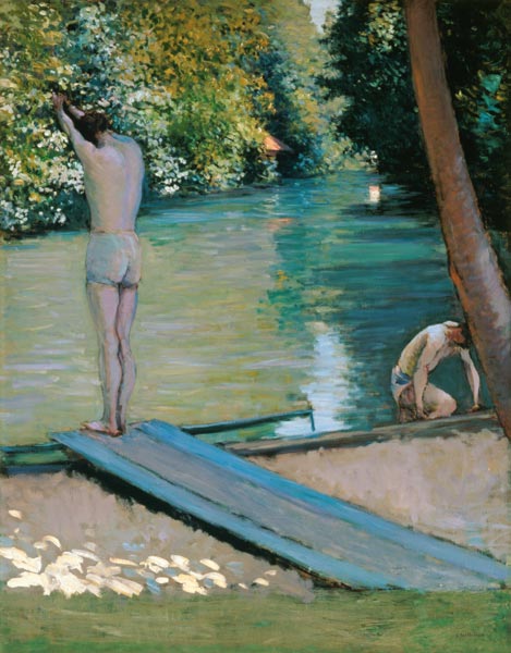 Taking a bath on the bank of the river Yerres. od Gustave Caillebotte