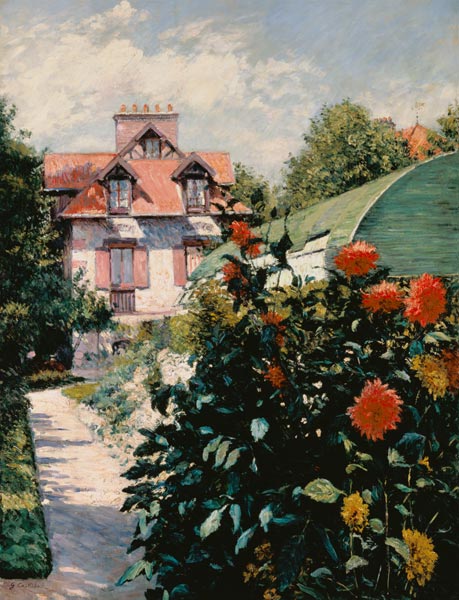 Die Dahlien - Garten im kleinen Dorf Gennevilliers od Gustave Caillebotte