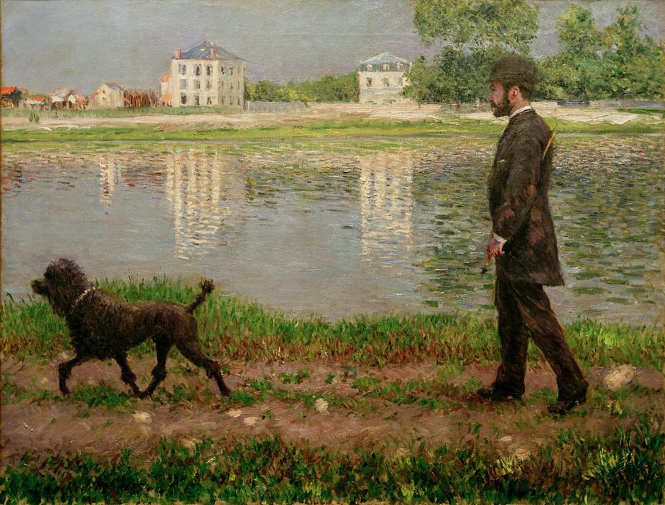 Richard Gallo et son chien Dick au Petit Gennevilliers od Gustave Caillebotte