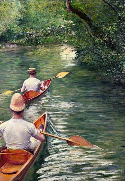 The Canoes, 1878 (oil on canvas) od Gustave Caillebotte