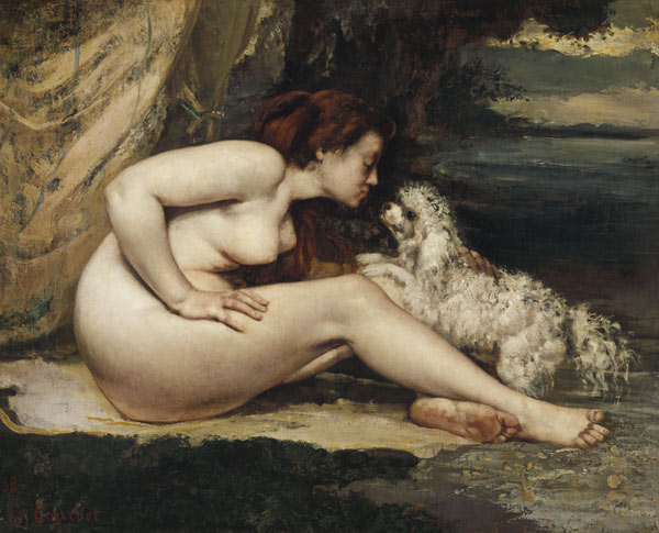 Femme nue au chien od Gustave Courbet