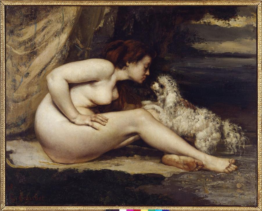 Femme nue au chien od Gustave Courbet