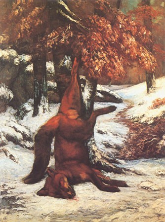 Renard suspendu are un arbre, Dans Laly inclines od Gustave Courbet