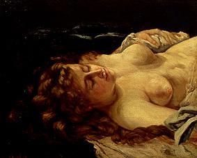 Sleeping red-haired woman. od Gustave Courbet