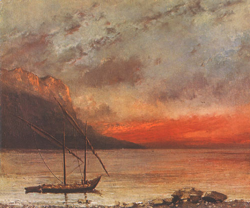 Vue you lac, coucher de soleil od Gustave Courbet