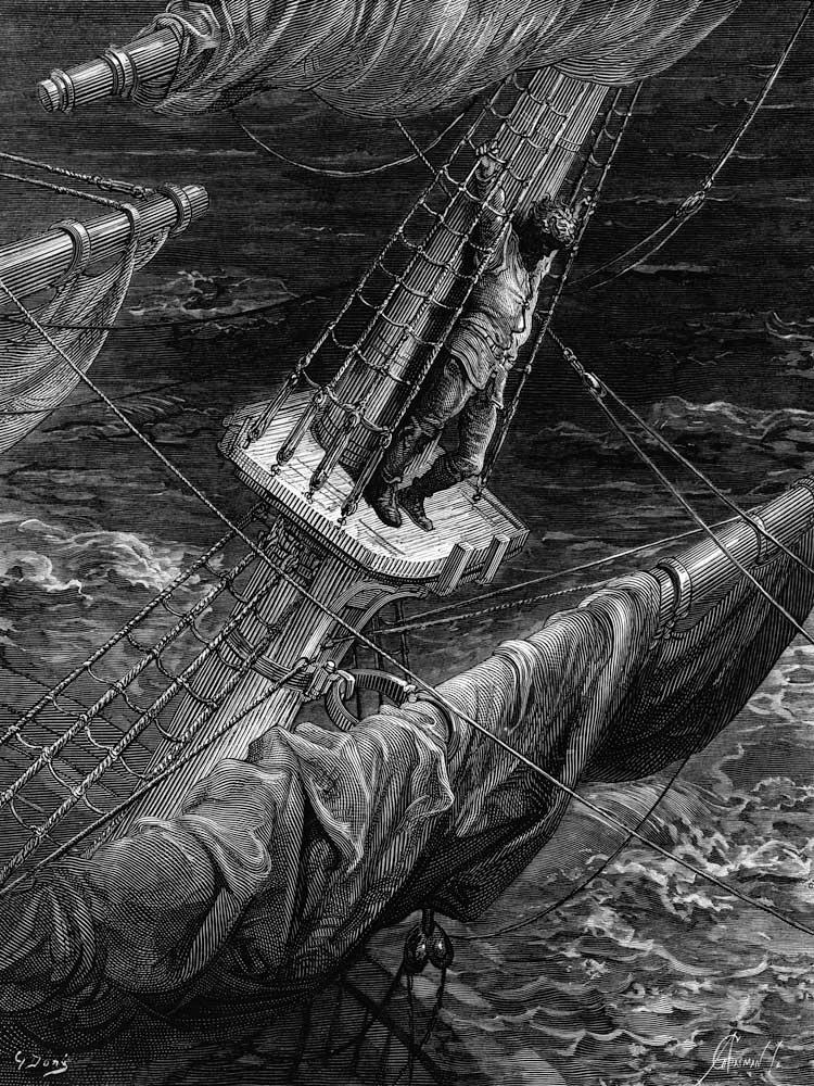 The Mariner regrets his shooting of the Albatross, scene from ''The Rime of the Ancient Mariner'' S. od Gustave Doré