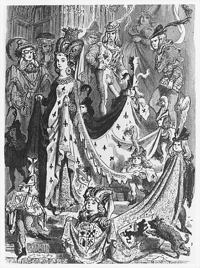 A queen, illustration from ''Les Contes Drolatiques'' Honore de Balzac (1799-1850) od Gustave Doré