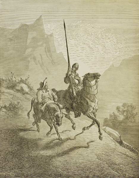 Illustration to the book "Don Quixote de la Mancha" by M. de Cervantes od Gustave Doré
