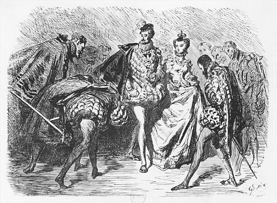 King and court, illustration from the ''Essais'' Michel Eyquem de Montaigne (1533-92) od Gustave Doré