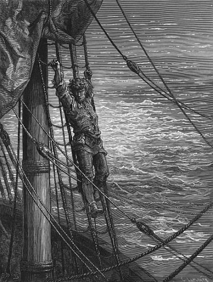 The Mariner describes to his listener, the wedding guest, his feelings of loneliness and desolation  od Gustave Doré