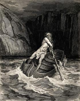 Arrival of Charon. Illustration to the Divine Comedy by Dante Alighieri
