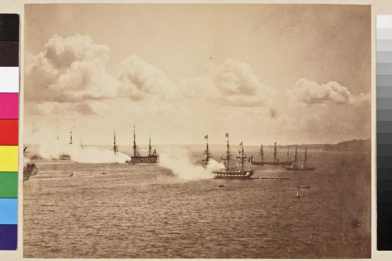 Salut der französischen Flotte vor Cherbourg od Gustave Le Gray