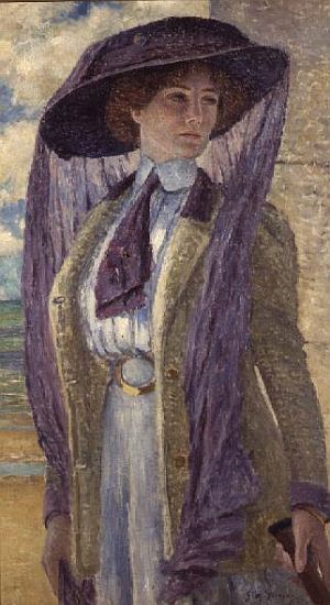Woman with a Purple Hat od Gustave Max Stevens