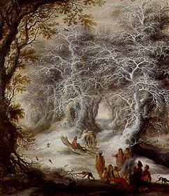 Winter landscape with storing gypsies od Gysbrecht Lytens