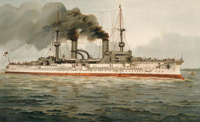 S.M. Grosse Kreuzer 'Furst Bismarck' (H.M. Great Cruiser 'Prince Bismarck') c.1899 (litho) od H. Graf