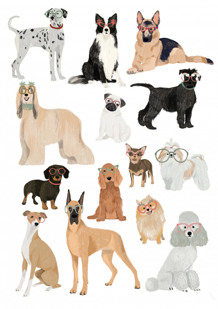 Dogs in glasses Print od Hanna Melin