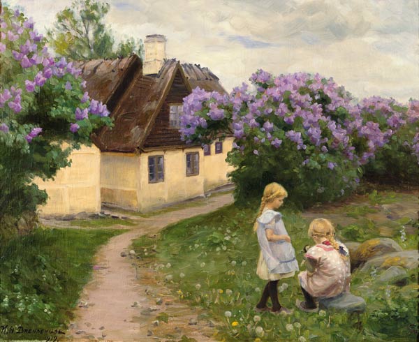 Playing girls in the garden od Hans Andersen Brendekilde