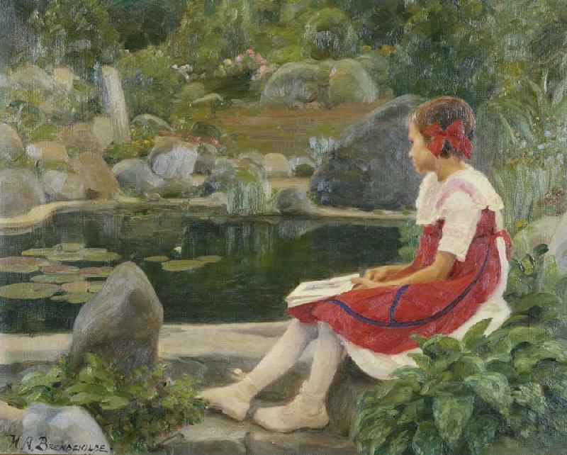 Mädchen an einem Teich od Hans Andersen Brendekilde