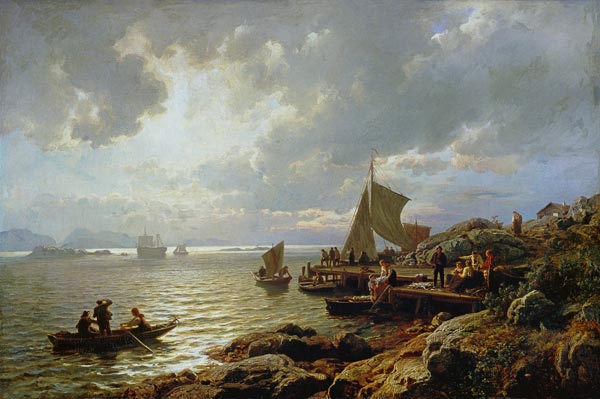 Evening homecoming of the fishermen od Hans Fredrik Gude