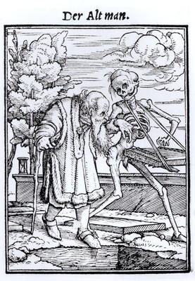 Death and the Old Man, from 'The Dance of Death', engraved by Hans Lutzelburger, c.1538 (woodcut) (b od Hans Holbein d.J.