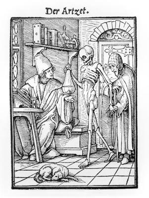 Death and the Physician, from 'The Dance of Death', engraved by Hans Lutzelburger, c.1538 (woodcut) od Hans Holbein d.J.