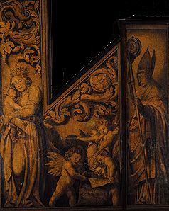 Maria with the child and the St. Pantalus inside of the organ wings out of the Basle minster (right od Hans Holbein d.J.