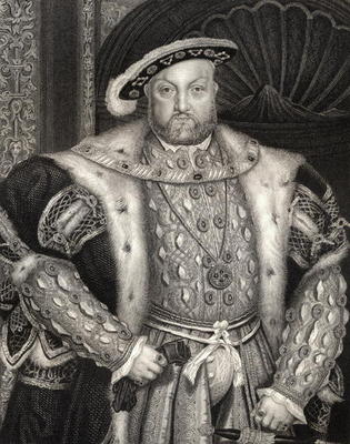 Portrait of King Henry VIII (1491-1547) from 'Lodge's British Portraits', 1823 (litho) od Hans Holbein d.J.