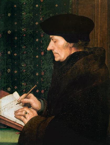 Erasmus of Rotterdam at the writing desk