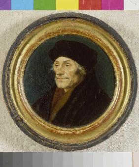 Portrait of the Erasmus of Rotterdam in it round.