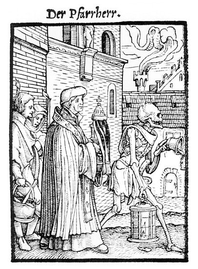 Death and the Parish Priest, from ''The Dance of Death''; engraved by Hans Lutzelburger, c.1538 od Hans Holbein d.J. 