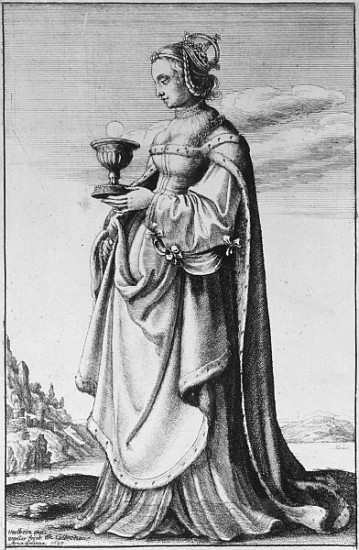 St. Barbara, etched by Wenceslaus Hollar od Hans Holbein d.J. 