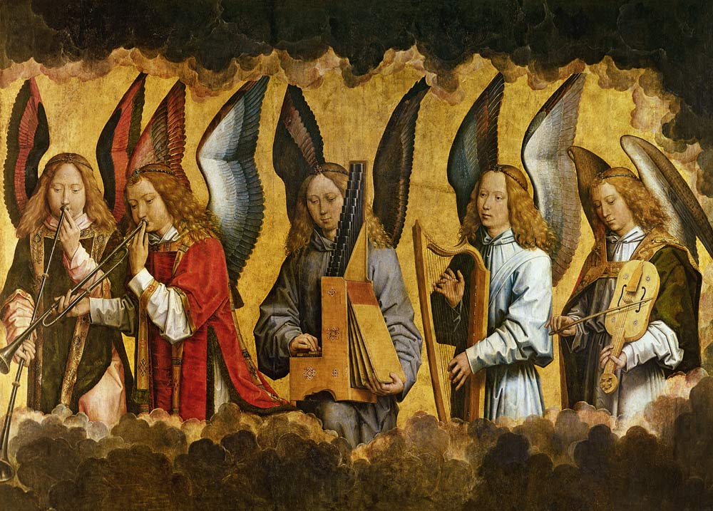 Angels Playing Musical Instruments, right hand panel from a triptych from the Church of Santa Maria od Hans Memling