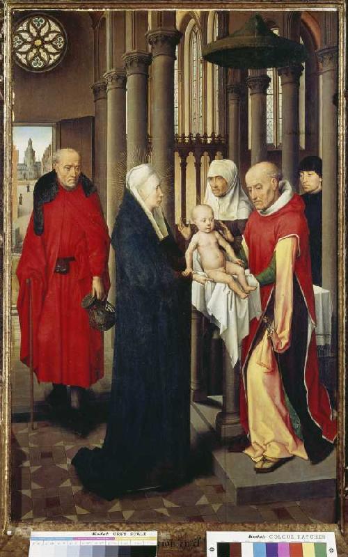 The representation in the temple rights panel of the three king altar. od Hans Memling