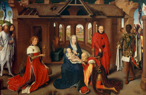 Three king altar, middle panel -- adoration of the kings od Hans Memling