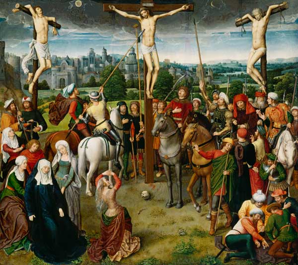 Crucifixion Christi. Middle picture of a house winged altar. od Hans Memling