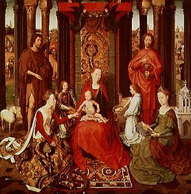 The mystical wedding of the St. Katharina.Madonna, both of Johannes, Katharina, angel od Hans Memling