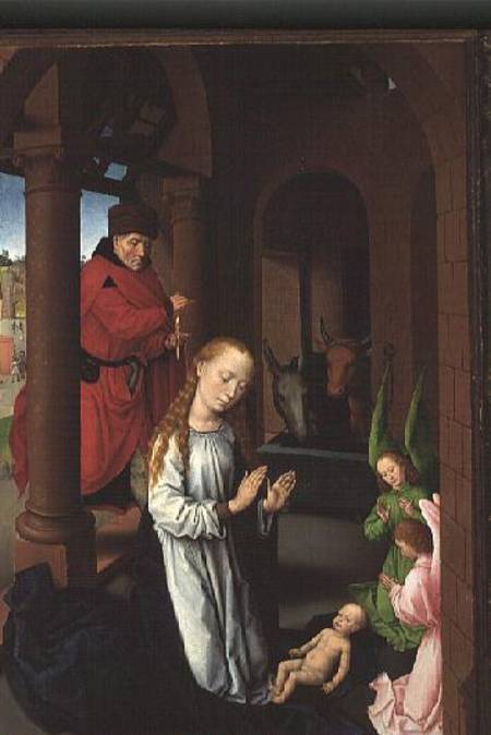The Nativity, left wing of a triptych of the Adoration of the Magi od Hans Memling