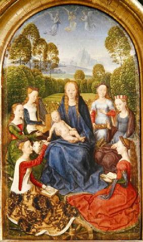Virgin and Child with Saints, left hand panel from the Diptych of Jean du Cellier