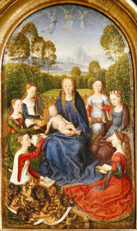 Virgin and Child with Saints, left hand panel from the Diptych of Jean du Cellier od Hans Memling