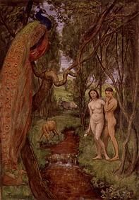Adam and Eva in the paradise. od Hans Thoma