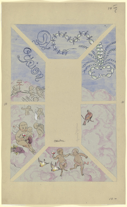 "October". Design for a Ceiling Painting for the Café Bauer od Hans Thoma